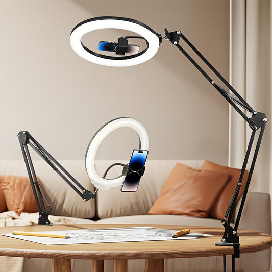Anneau Lumineux LED AMILL – Support Smartphone, Contrôle Bouton, Alimentation USB, Étalonnage Couleurs