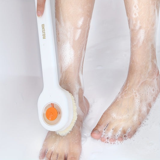 Brosse de bain long manche nylon - Frotter le dos + boule exfoliante incluse, 3 coloris