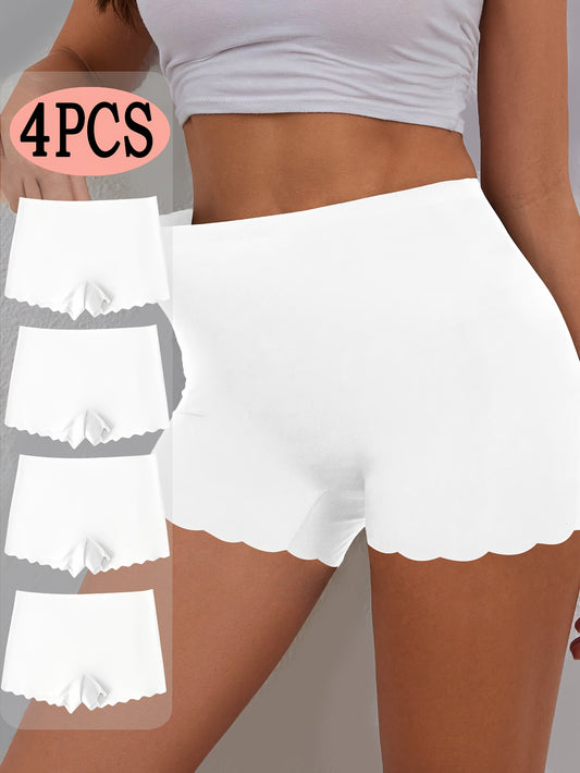 Lot de 4 Culottes Shorty Femme Mi-Haute - Doux, Extensible & Elegant