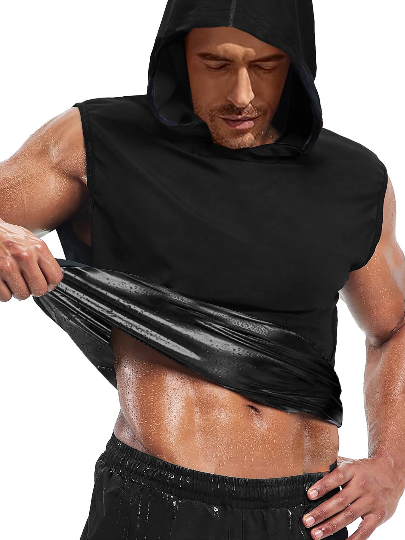 2025 UPGRADED Men'S Hooded Sweatshirt Vest - Heat Trapping Pullover for Gym & Exercise - Compression Top with Adjustable Straps, Ideal for Sauna & Cold Weather - Gift for Father or Boyfriend, Gym Wear | Adjustable Strap Vest - Topdecheztop.fr