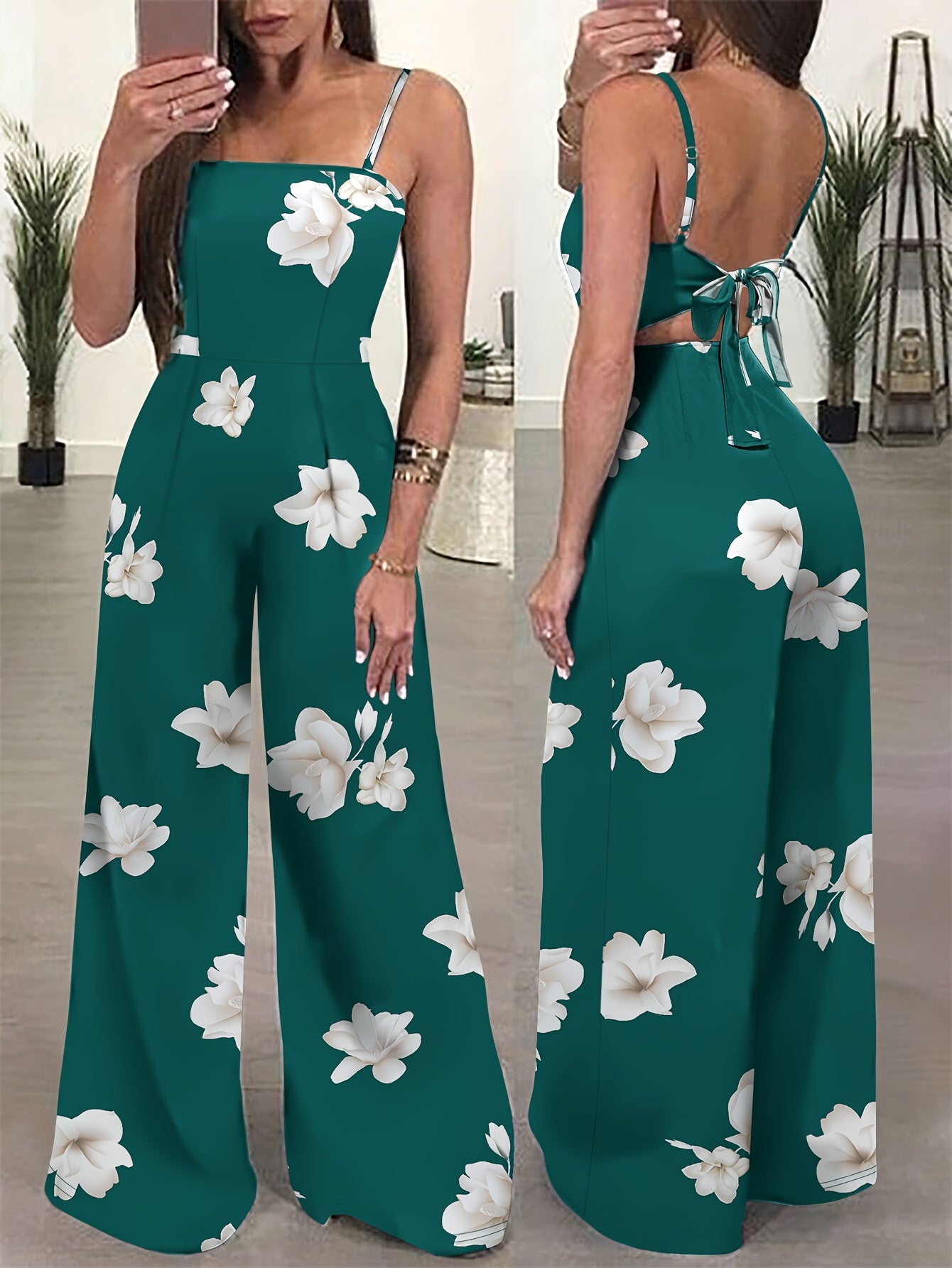 Combinaison Femme Elegante Imprime Floral Bretelles Spaghetti – Style Ete Chic | 3 Coloris, S au XXL