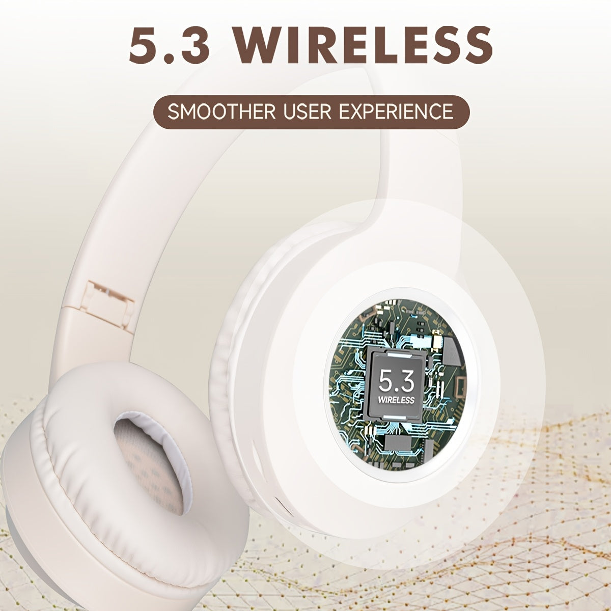 Casque Sans Fil Supra-Auriculaire Pliable – Micro Intégré, Batterie 150mAh & USB-C | Thème Anime & Film | Noir & Beige