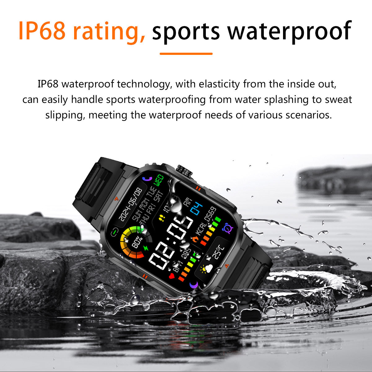 Montre Connectee LIGE Homme Femme - Etanche IP68, Notifications, Declencheur Photo
