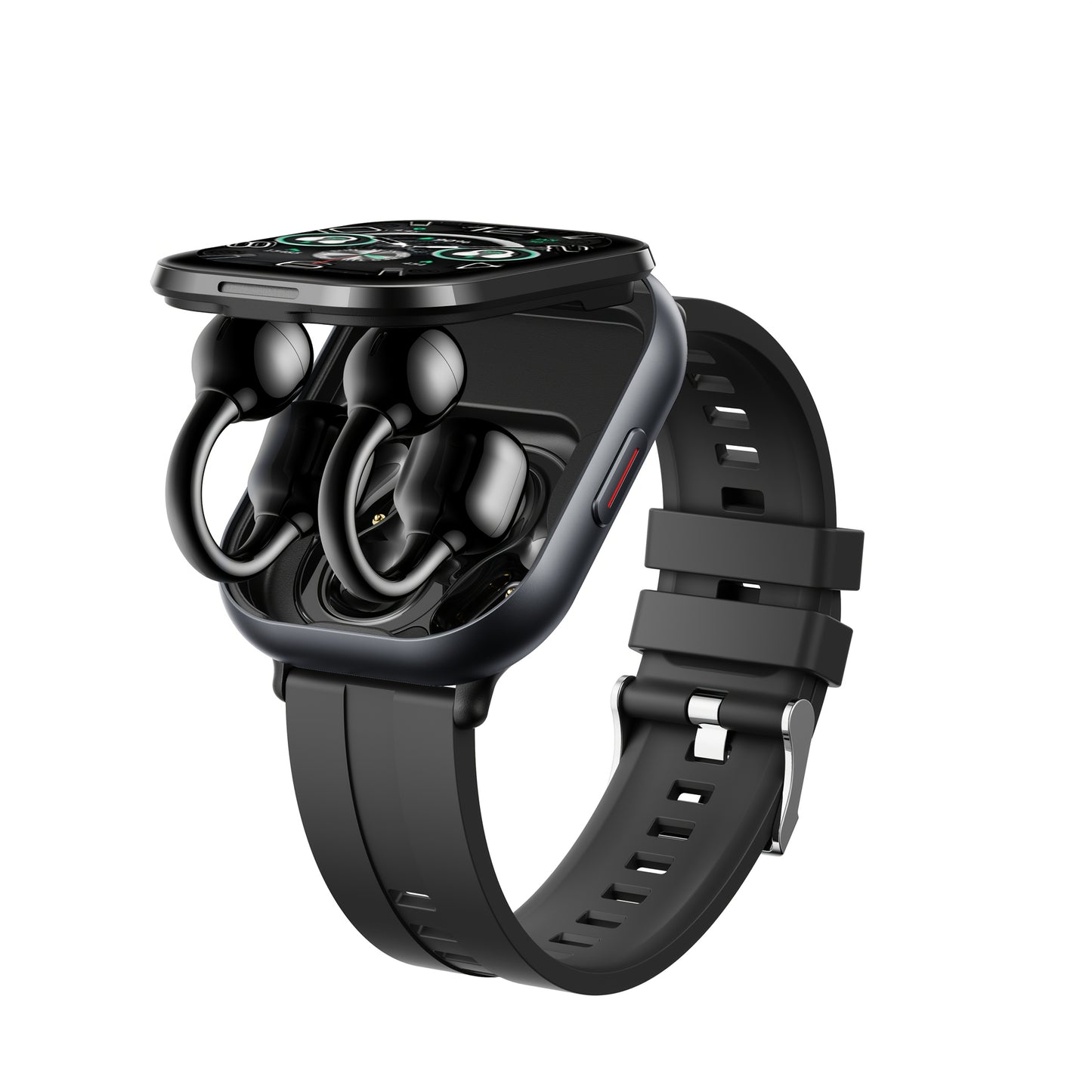 Montre Connectee 2-en-1 avec Ecouteurs Conduction Osseuse - Ecran 2,01 Pouces, Bluetooth 5.3, NFC