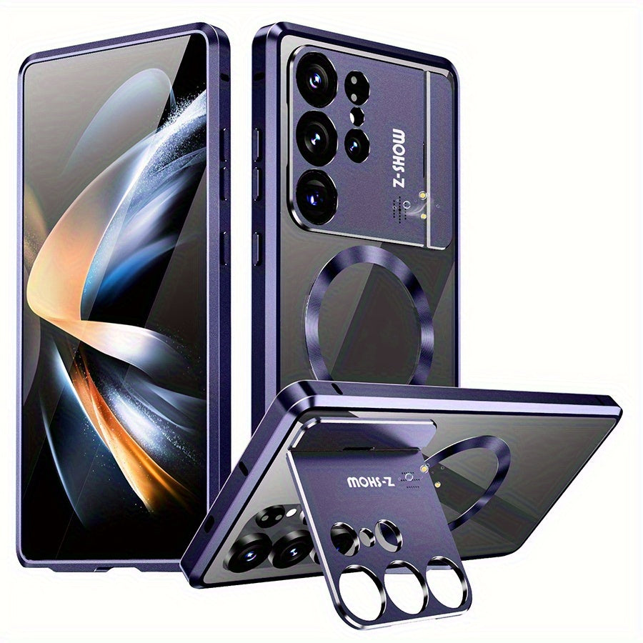 Coque Samsung Galaxy S25 Ultra Magnetique Double Face Verre HD - Protection Lentilles, Support Integre, Systeme Verrouillage, 3 Coloris