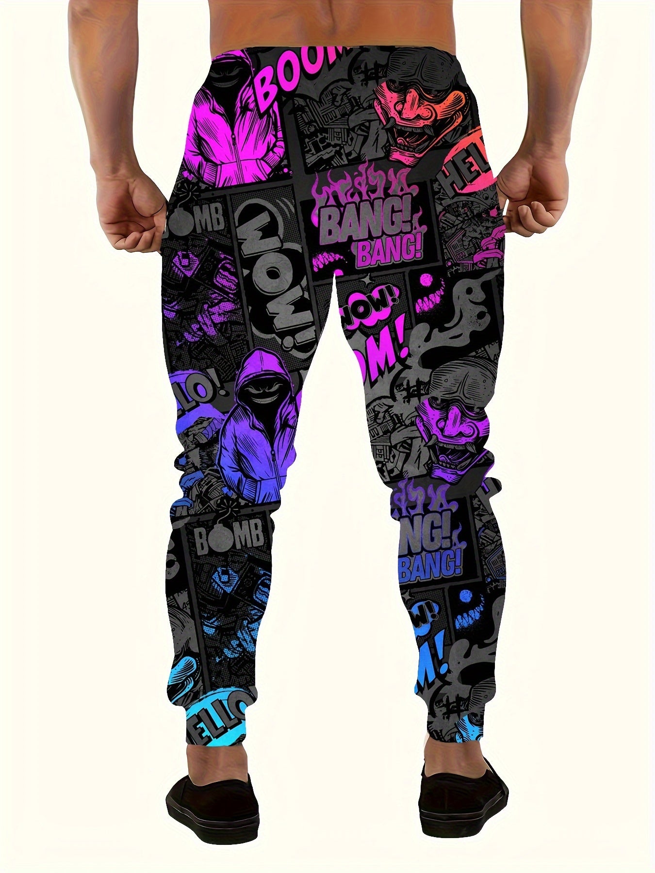 Pantalon Ample Imprimé Homme — 100% Polyester Extensible | 8 Coloris | S-XXL | Style Décontracté Sport