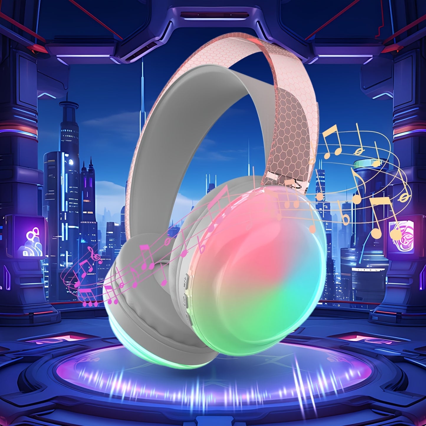 Casque Sans Fil Bluetooth 5.3 – Léger, Micro Intégré, Lumières LED & Batterie 360mAh | 5 Coloris