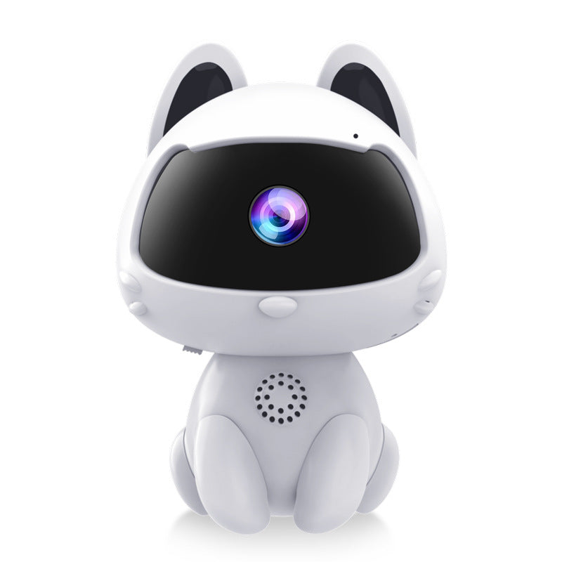 Camera de Surveillance WiFi 720p Forme Chat V380 - Blanc, Zoom Electronique, Vision Nocturne