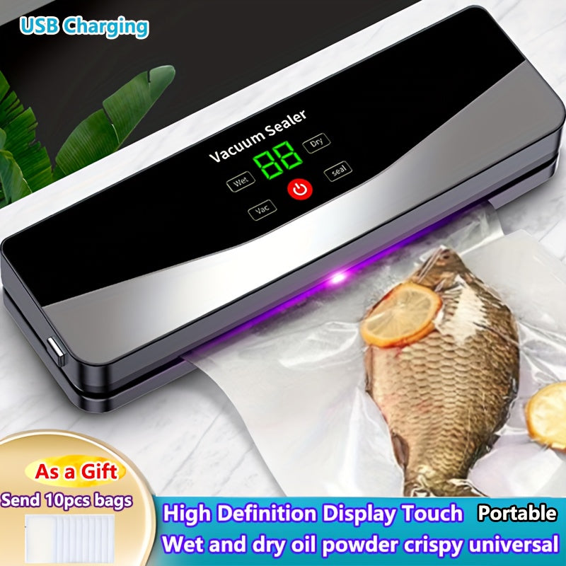 Machine Sous Vide Portable Automatique USB – Rechargeable + 10 Sacs Inclus