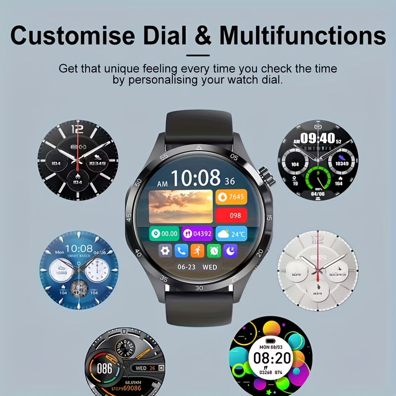 Montre connectee ERUN ecran TFT 1.5 pouce - Bluetooth 5.0, batterie 250mAh, bracelet silicone, noir ou argente