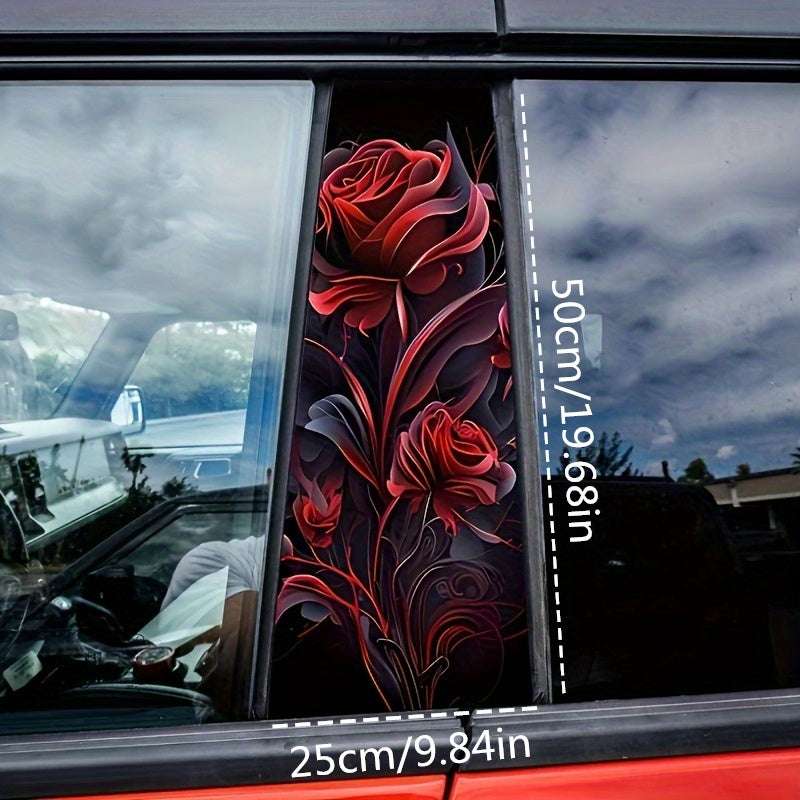 Lot de 2 Autocollants Voiture Rose Rouge - Stickers Vinyle Durable, Decoration Auto