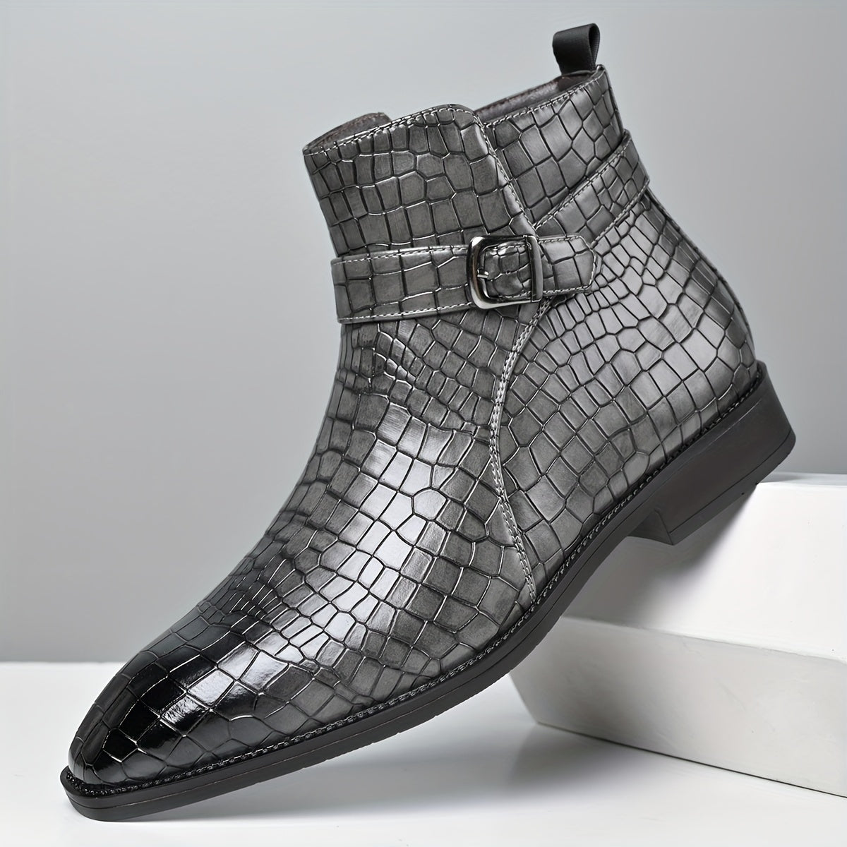Bottines Chelsea Homme Vintage – Cuir PU, Boucle, Style Urbain, 4 Coloris