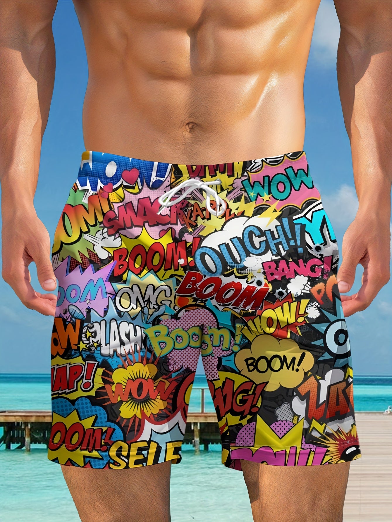 Short de Bain Homme Imprimé Géométrique – Léger & Décontracté 🏖️🌊