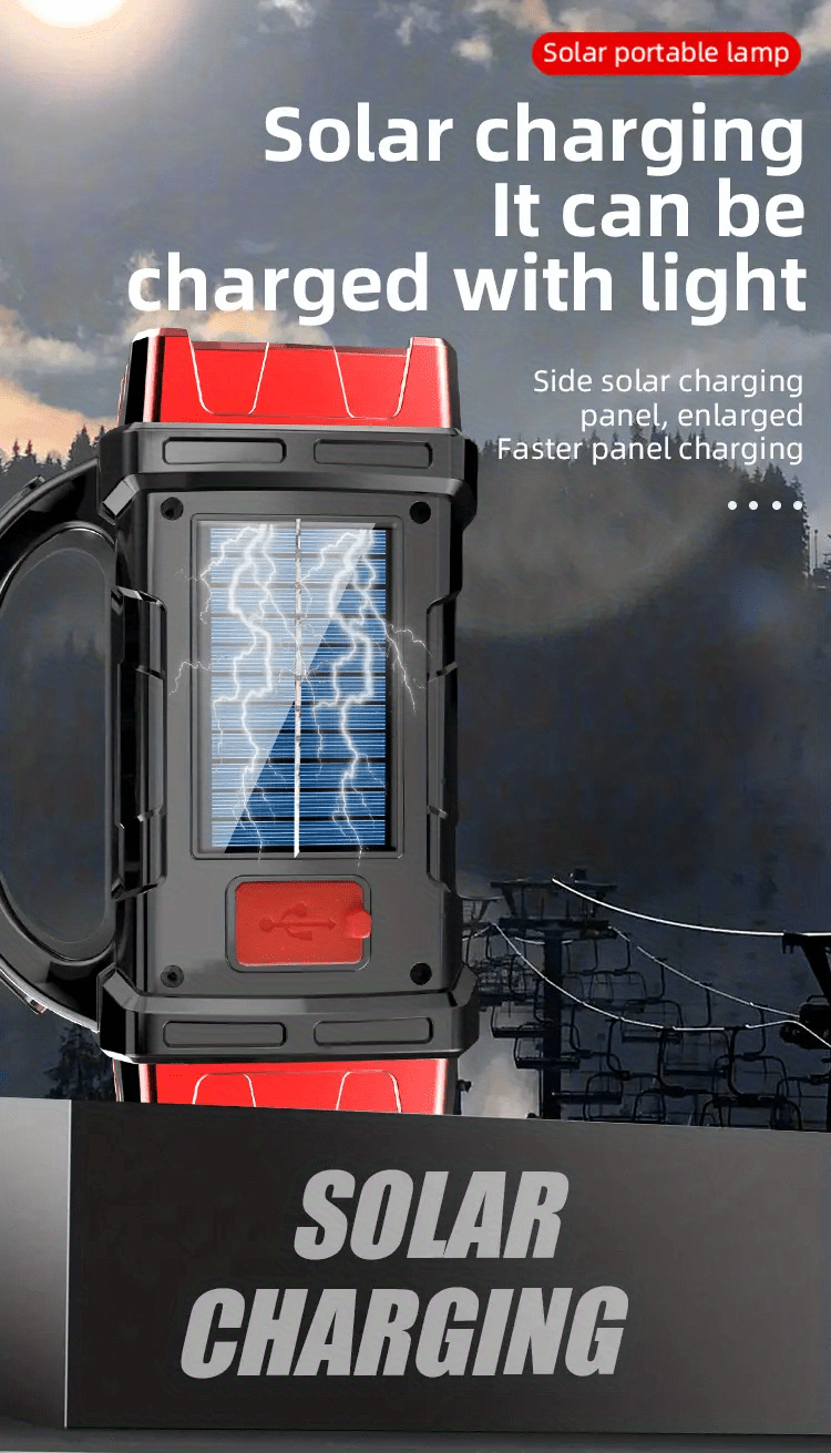 Lanterne de camping solaire à LED multifonctionnelle, lampe de poche - Topdecheztop.fr