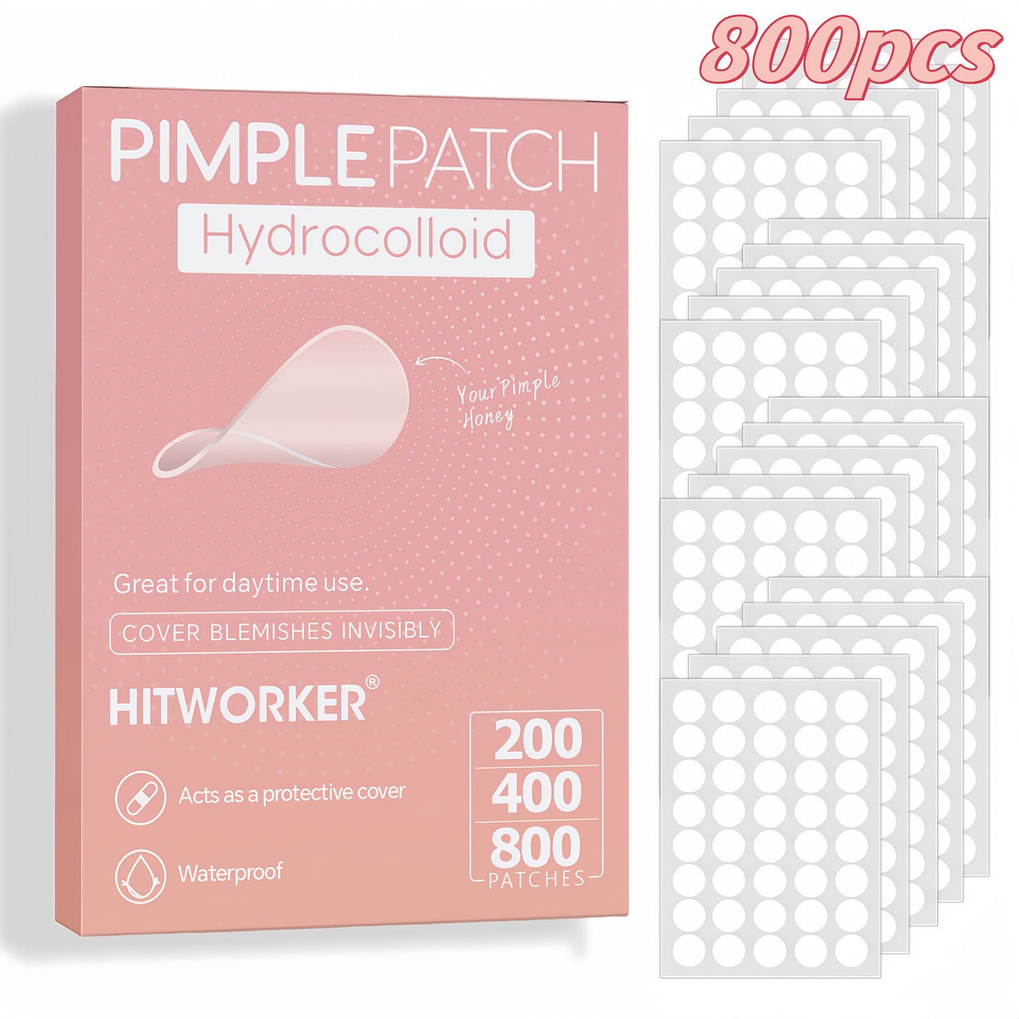 Patchs Invisibles Anti-Boutons Hydrocolloides - Lot 800 Pcs Acne Peau Nette Discrets