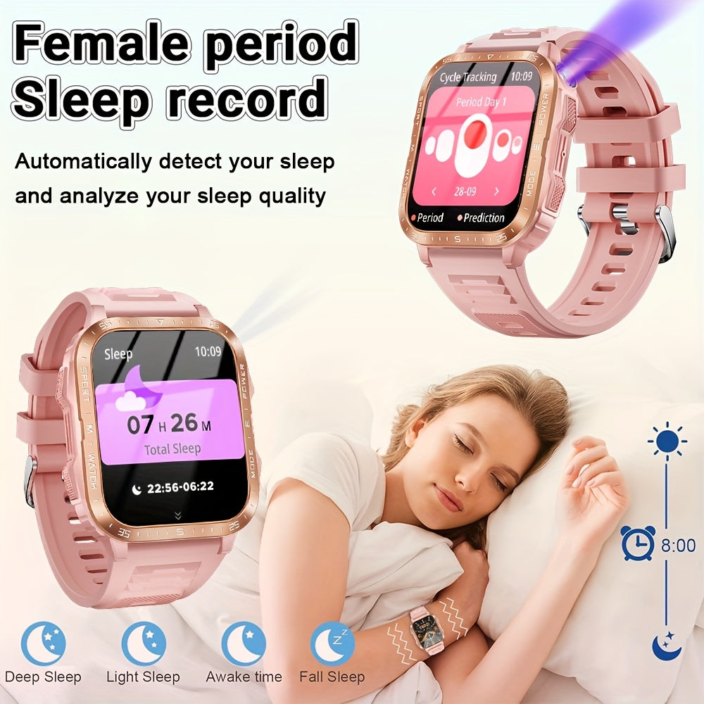 Synwoo Montre Connectee Femme Rose Ecran Tactile IPX8 Batterie 430mAh - LED Appels Assistant Vocal Multisports Suivi Sommeil Compatible Android iPhone
