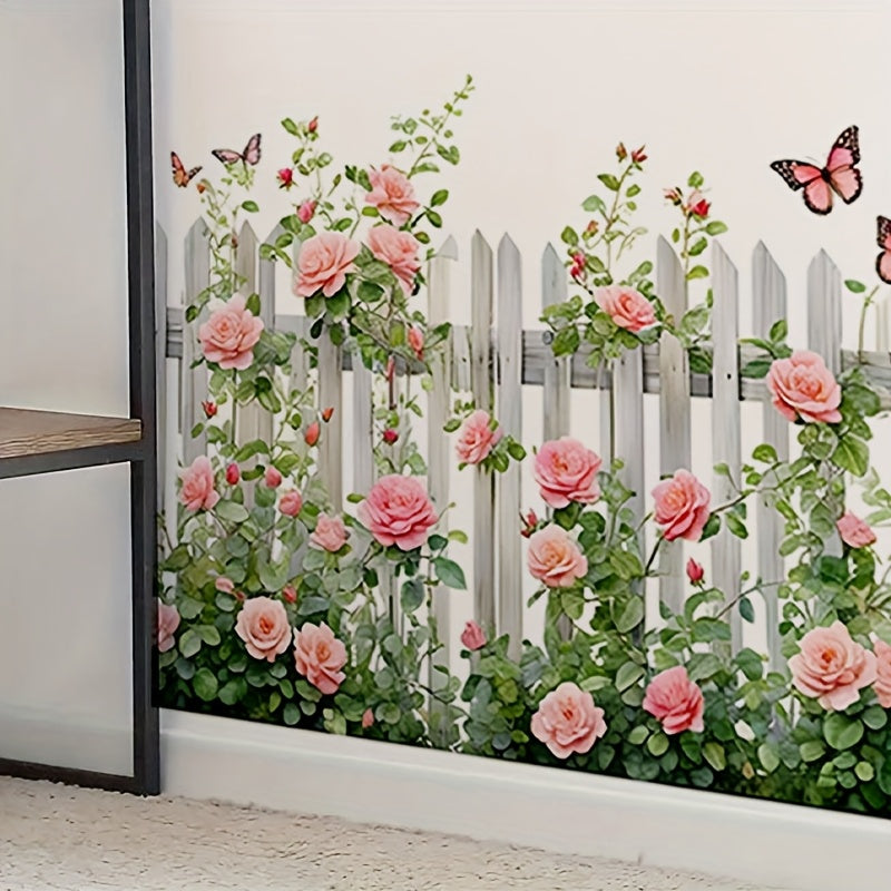 Stickers Muraux Papillons et Fleurs Roses Auto-adhésifs – Décoration Murale Classique | 59x40 cm