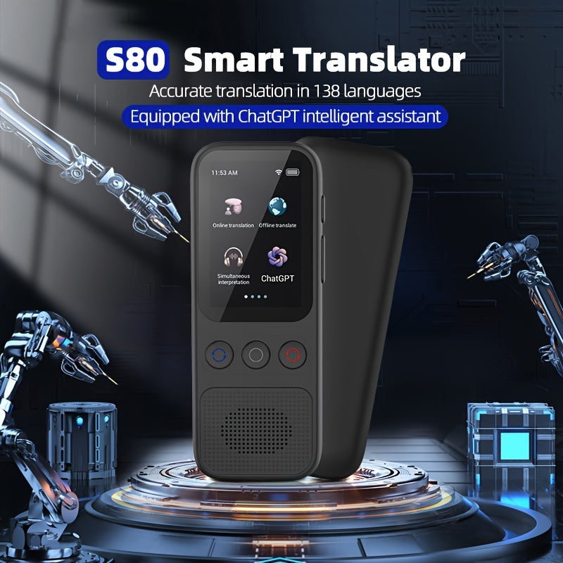Traducteur Vocal Bidirectionnel Hishell - 138 Langues, Hors Ligne, Ecran Tactile HD 2 pouces, WiFi, USB-C