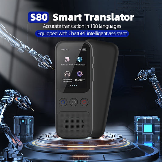 Traducteur Vocal Bidirectionnel Hishell - 138 Langues, Hors Ligne, Ecran Tactile HD 2 pouces, WiFi, USB-C
