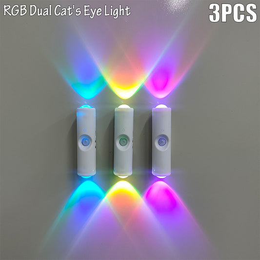 Lot 3 Appliques Murales LED Oeil de Chat Detecteur Mouvement RGB Rechargeable USB