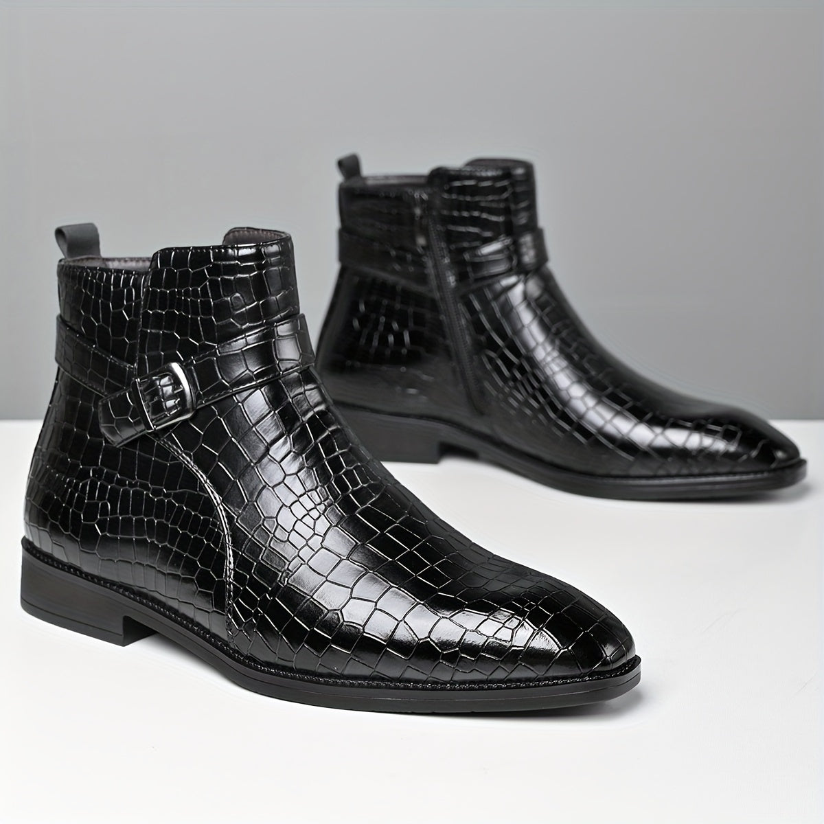 Bottines Chelsea Homme Vintage – Cuir PU, Boucle, Style Urbain, 4 Coloris