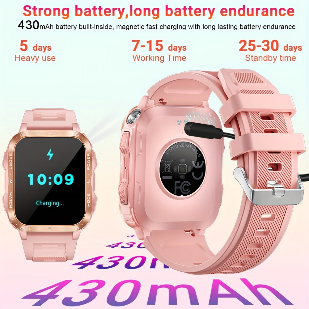 Synwoo Montre Connectee Femme Rose Ecran Tactile IPX8 Batterie 430mAh - LED Appels Assistant Vocal Multisports Suivi Sommeil Compatible Android iPhone