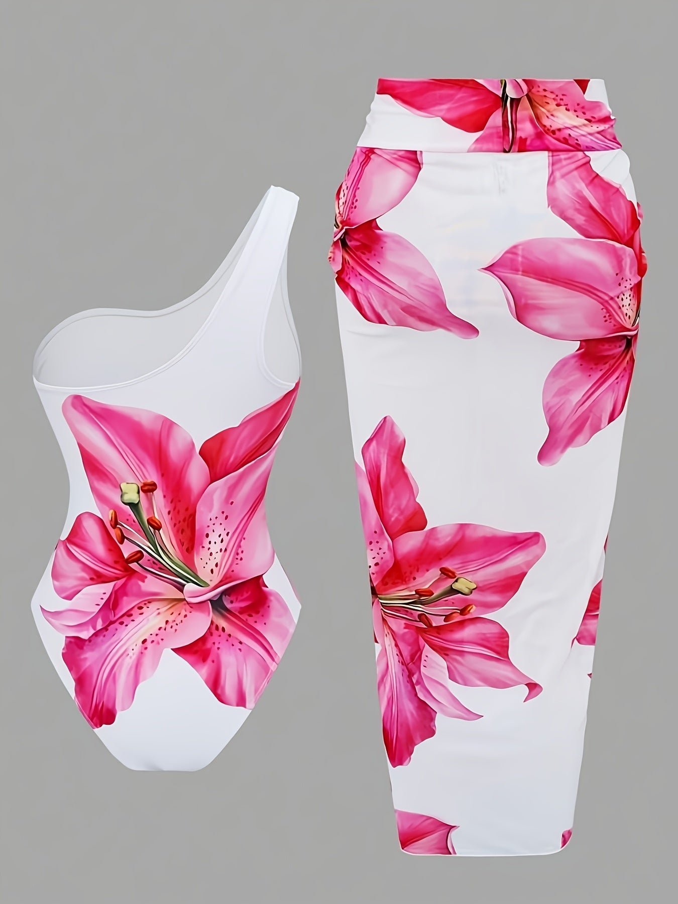 Maillot de Bain 1 Piece Femme Asymetrique Imprime Floral - Tissu Stretch, Style Elegant, Multicolore, S au XL