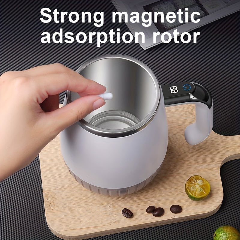 Tasse melangeuse automatique acier inox 316 - Mesure temperature, couvercle, USB, cafe proteines milkshakes, blanc