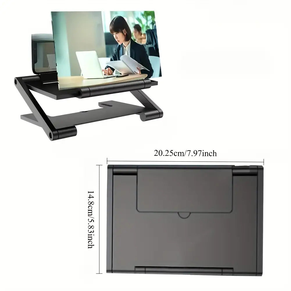 Amplificateur Ecran Smartphone 10 Pouces Loupe HD Mecanisme Coulissant Support Stable - Films Streaming Appels Video Noir