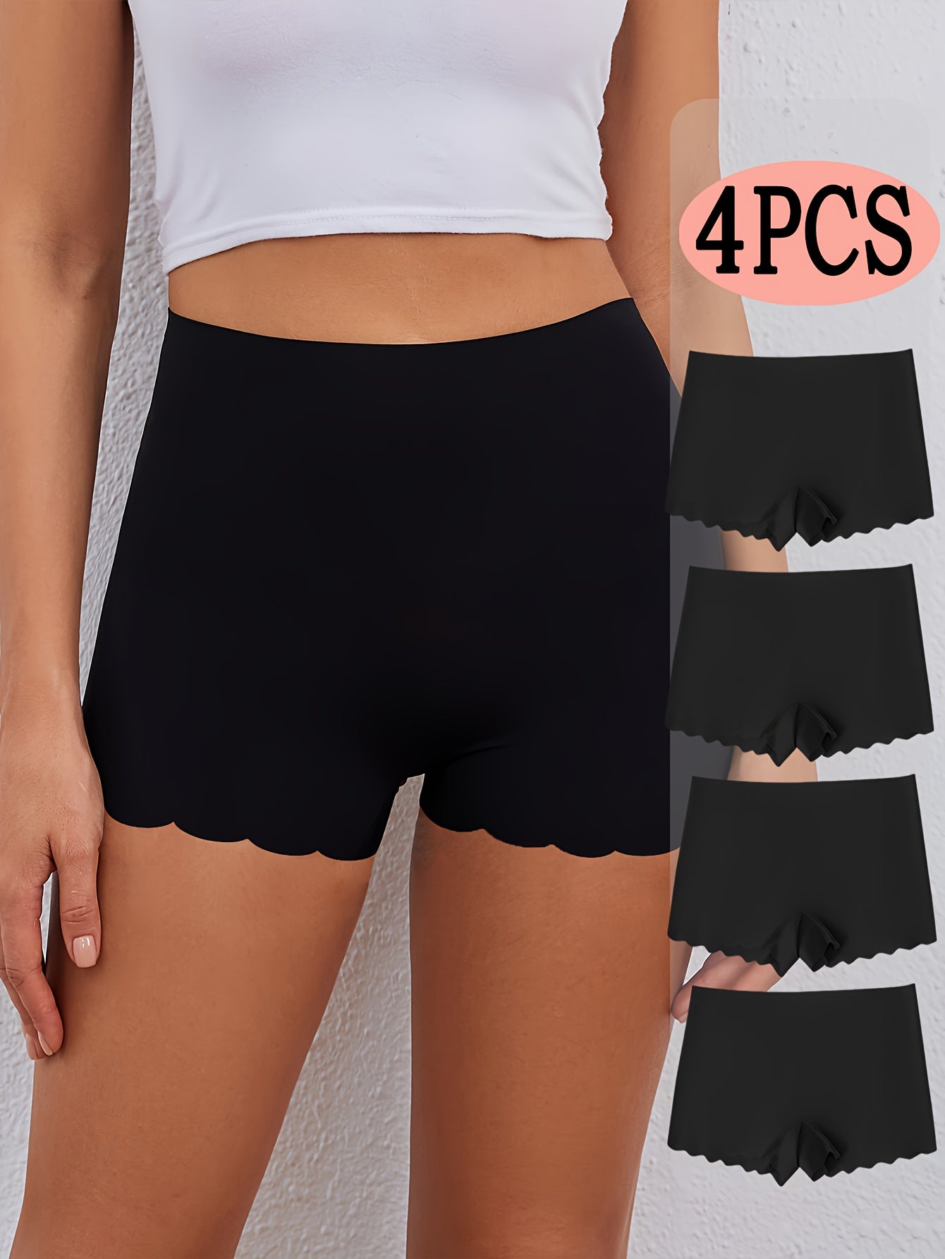 Lot de 4 Culottes Shorty Femme Mi-Haute - Doux, Extensible & Elegant