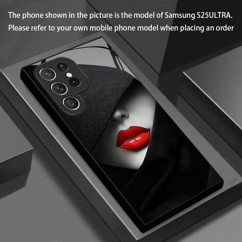 Coque Samsung Motif Lèvres Rouges – Verre Trempé, Impression UV, Relief