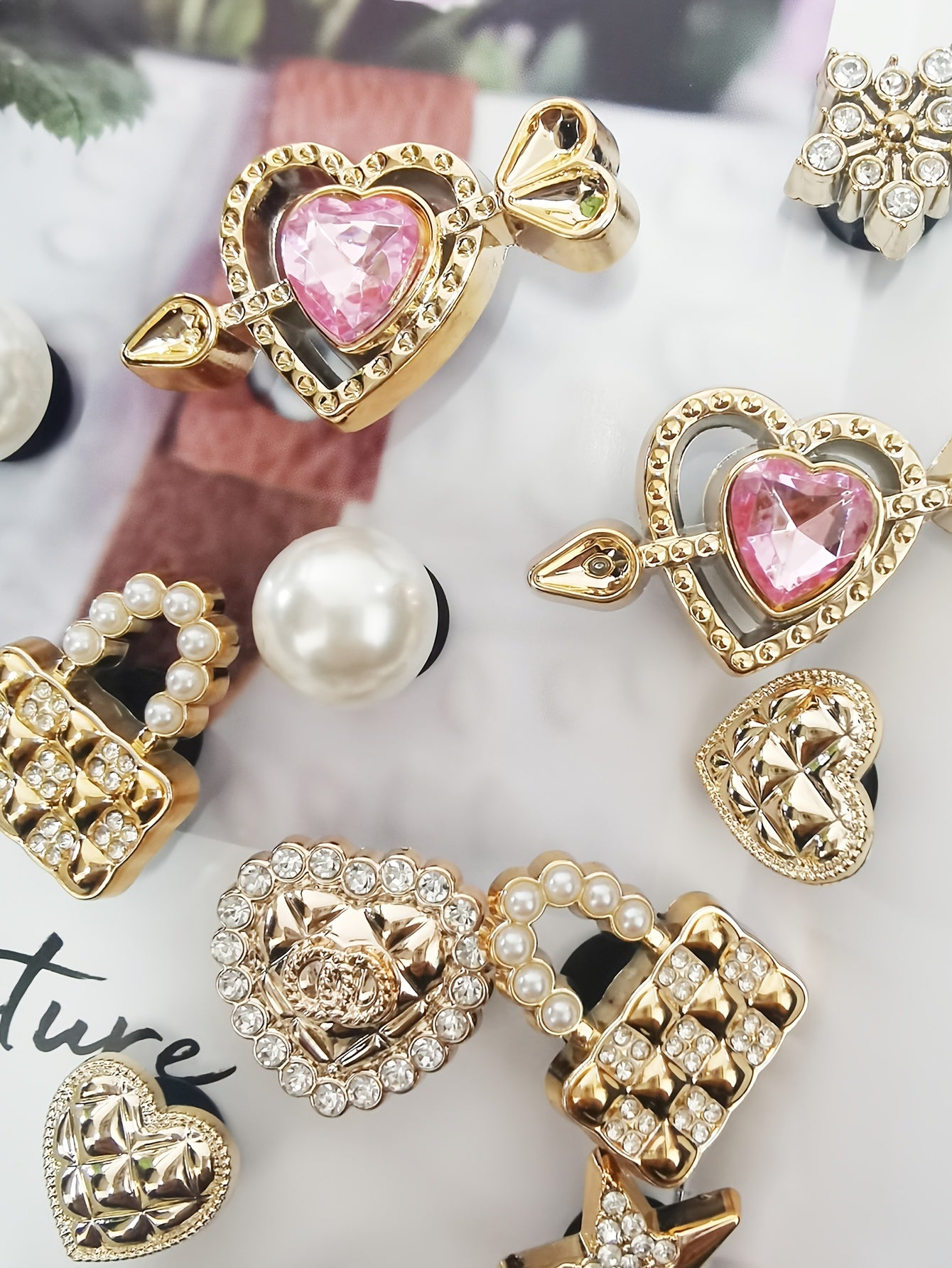 Lot de 16 Breloques Dorées Strass pour Chaussures – Customisation Élégante 💎✨