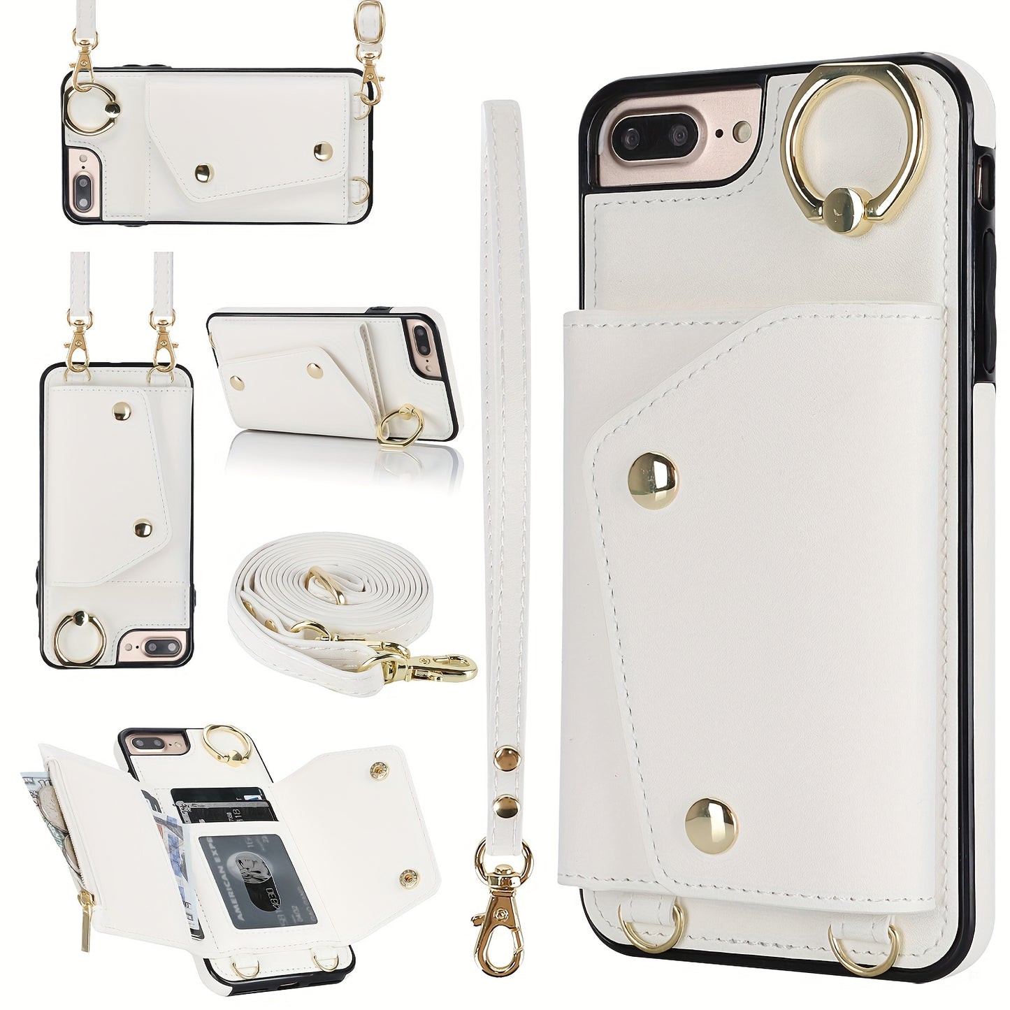 Étui Portefeuille Bandoulière iPhone – Similicuir, Support Intégré, Anti-Choc 📱✨
