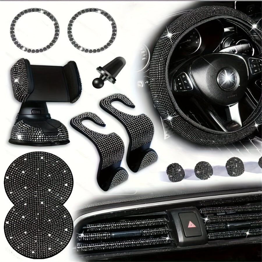 Kit 30 Strass Decoration Interieur Voiture - Volant & Grilles d'Aeration