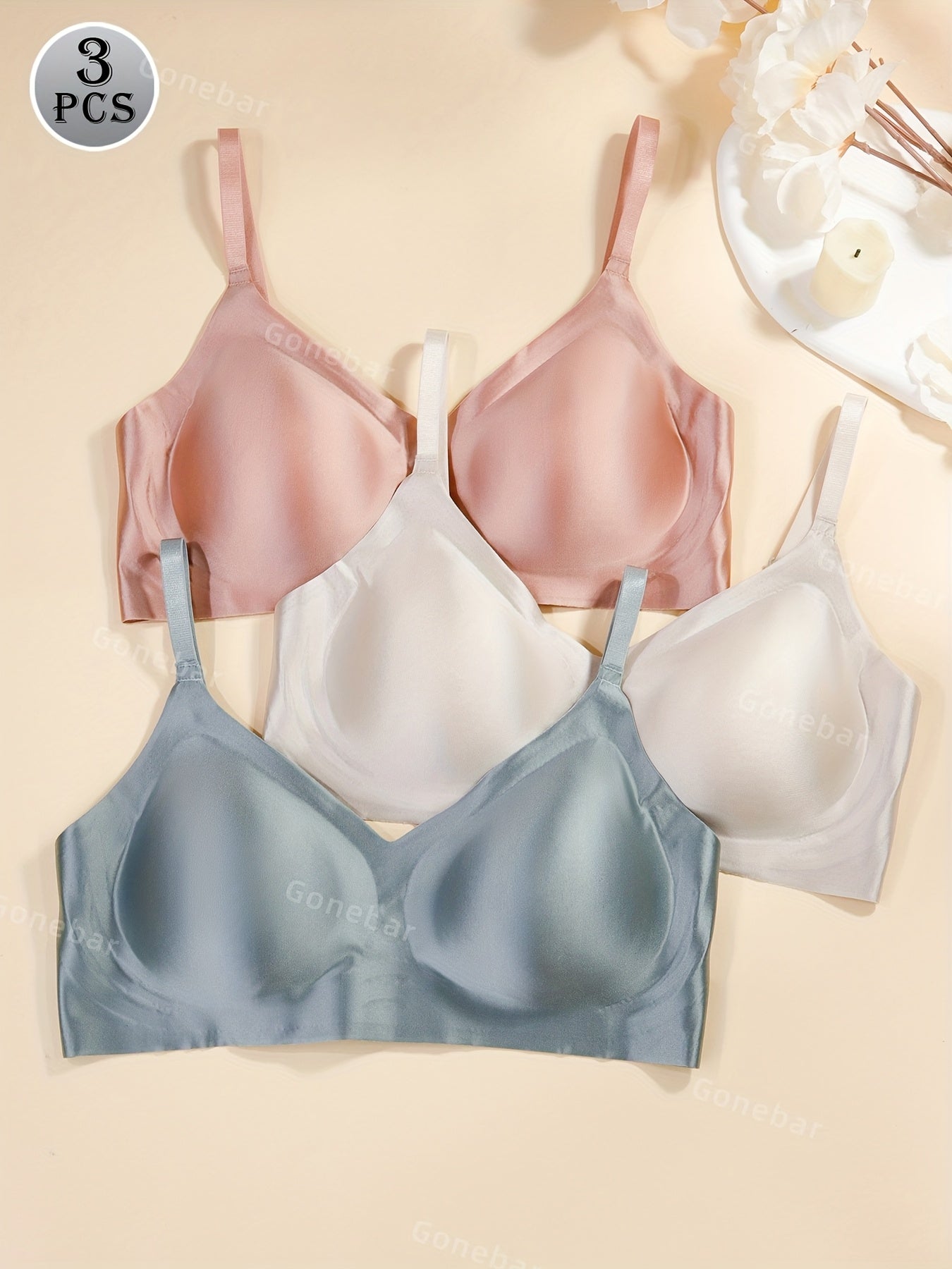 Lot de 3 Soutiens-Gorge Sans Coutures Femme - Brassiere Confort Invisible
