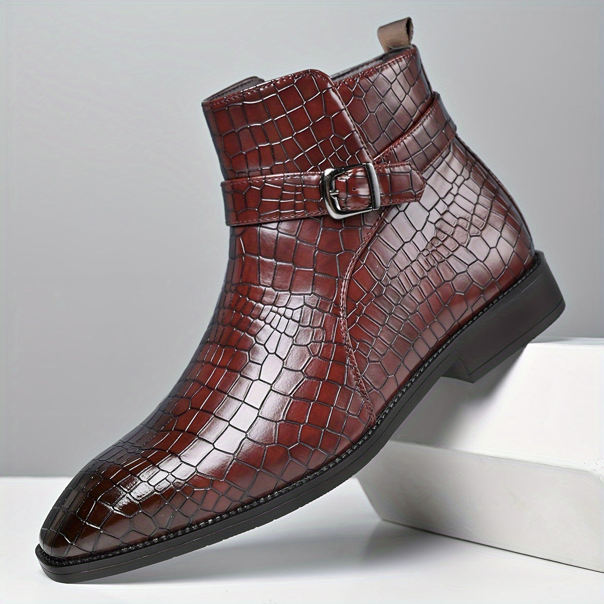 Bottines Chelsea Homme Vintage – Cuir PU, Boucle, Style Urbain, 4 Coloris