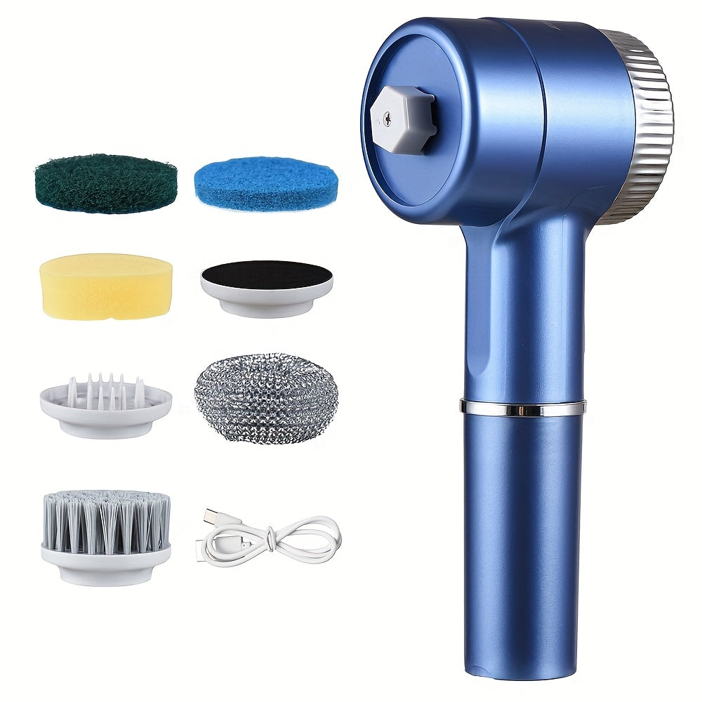 Brosse de Nettoyage Electrique Rotative Sans Fil Rechargeable USB - Multifonction Salle de Bain Cuisine Bleu Blanc