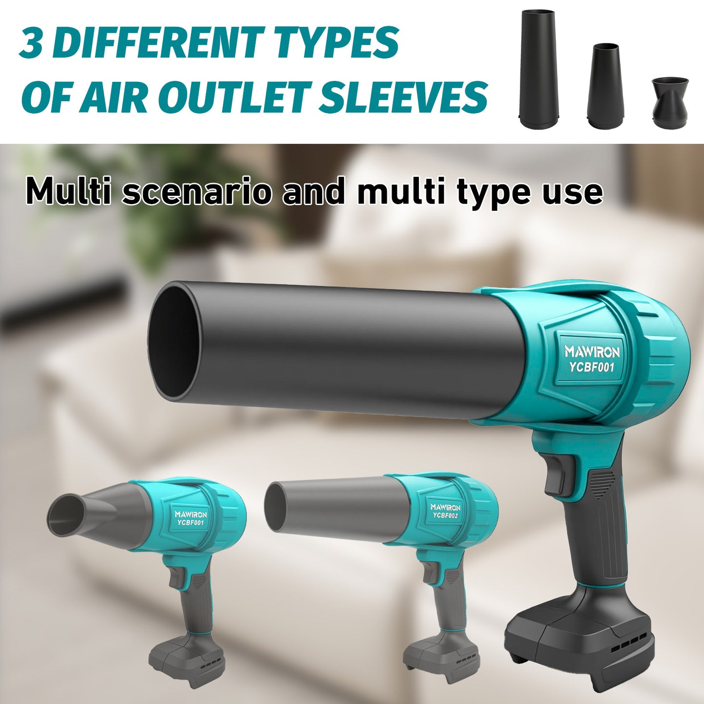 Souffleur de feuilles sans fil portable - Compatible batteries Makita, nettoyage terrasse et voiture