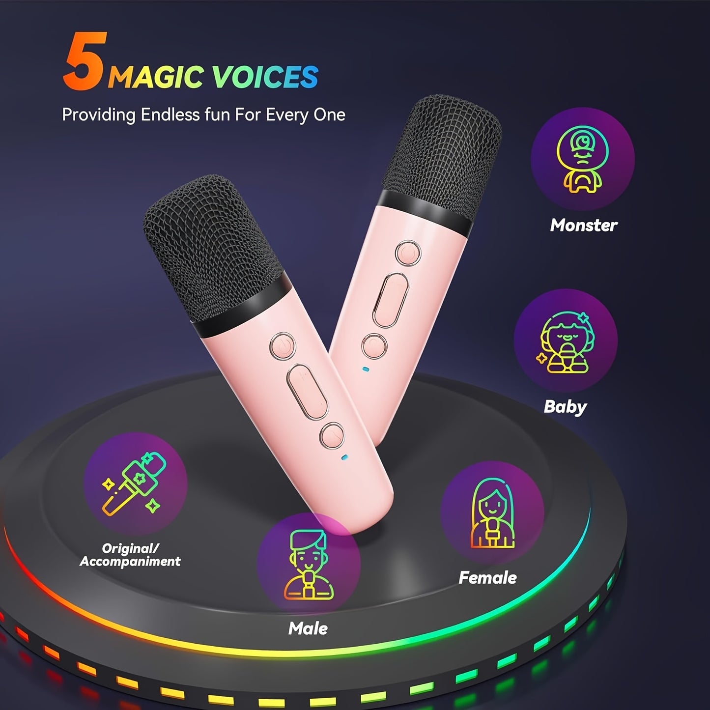 Machine Karaoké Portable Sans Fil — Mini Microphone Rechargeable USB, Enfants & Adultes, 2 Coloris