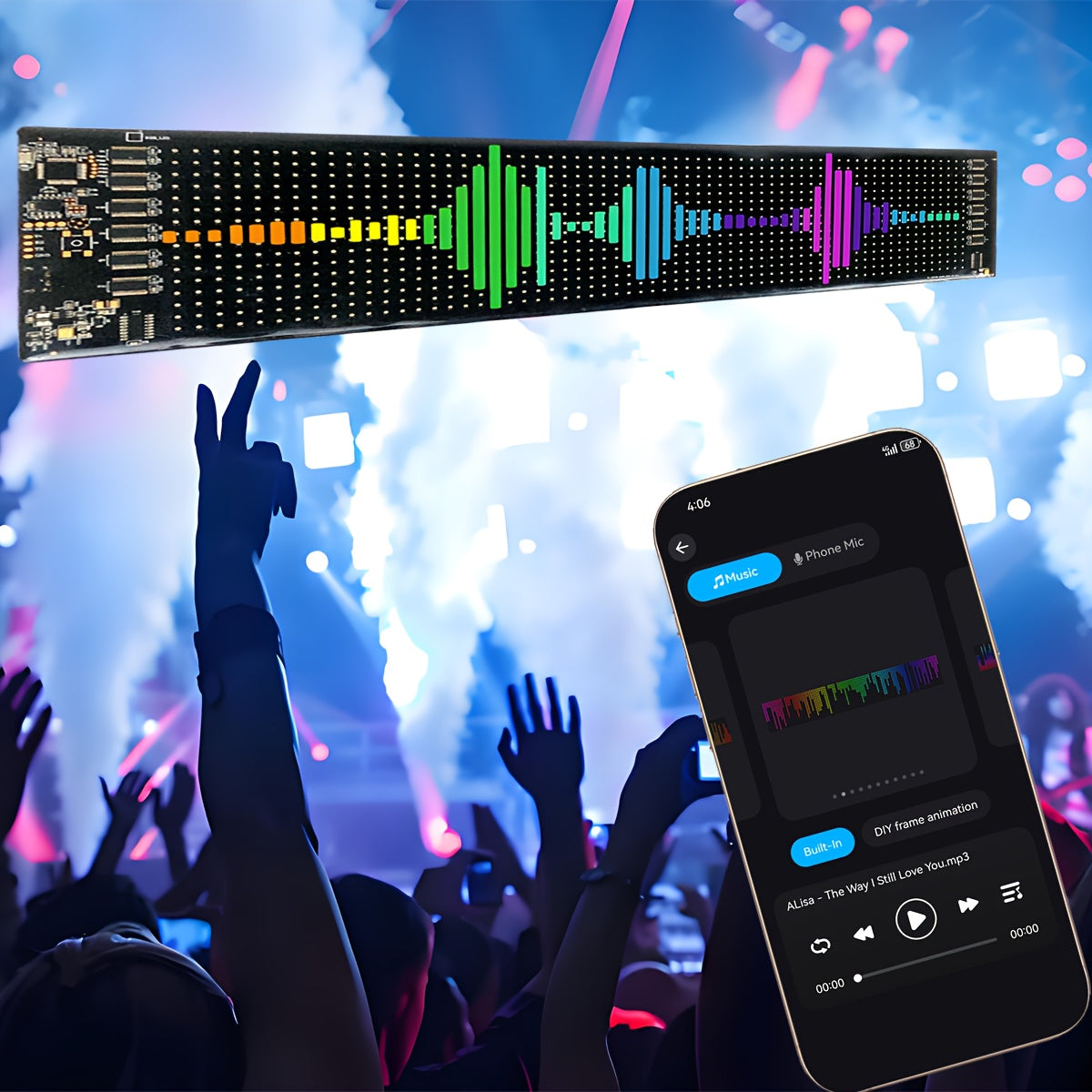 Ecran LED Flexible Controle Vocal Sans Fil Application IA - Lunette Arriere Voiture Vitrine Magasin 3 Tailles