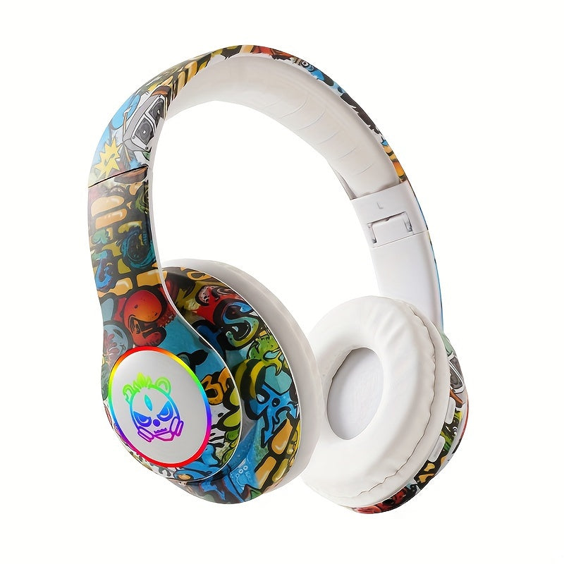 Casque Gaming Sans Fil – Compatible PC, Téléphone & Tablette | Micro Intégré, Batterie 200mAh & USB-C | Noir & Blanc