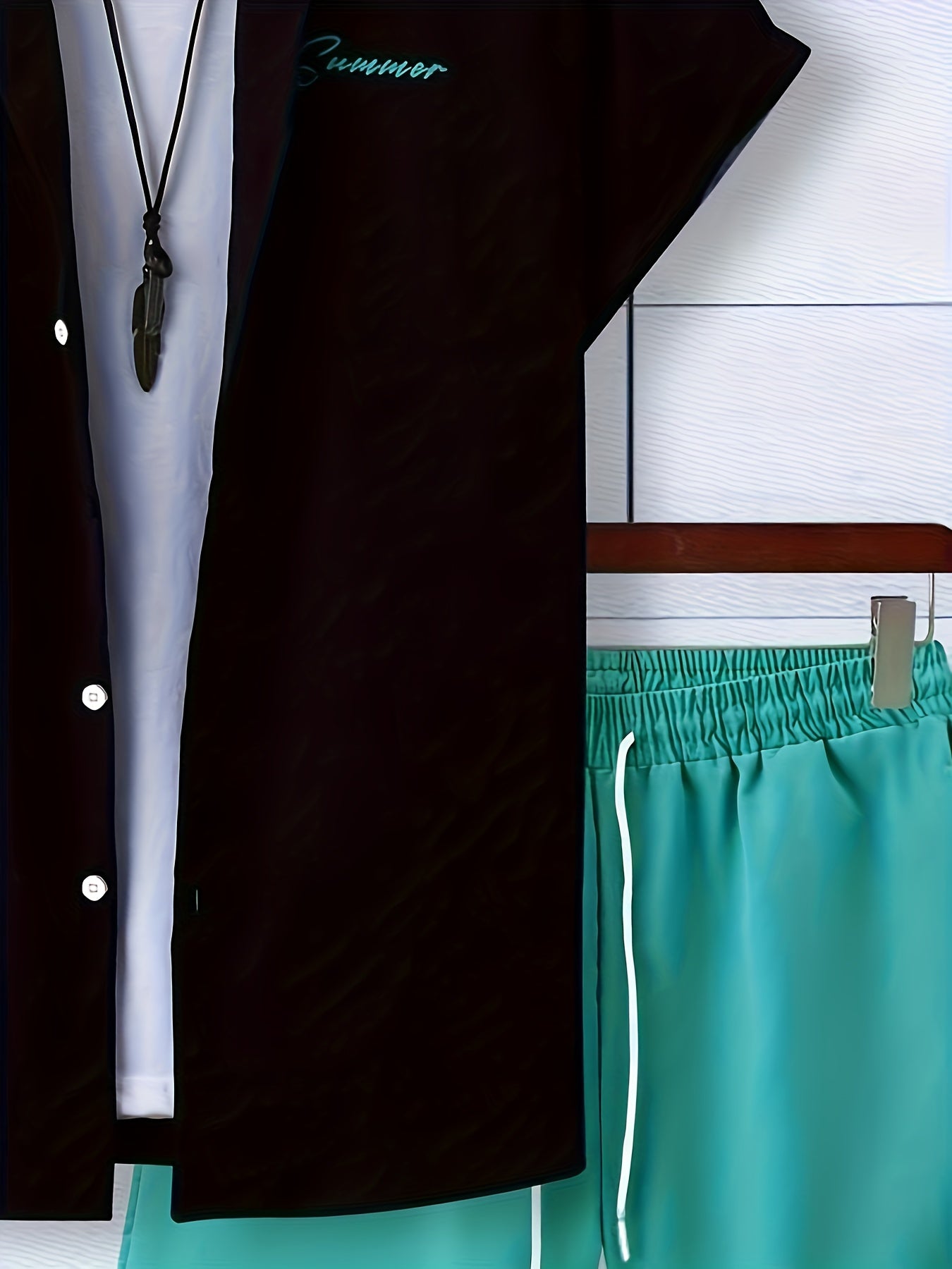 Ensemble Chemise Manches Courtes et Short Imprime Homme - Tenue Ete Decontractee