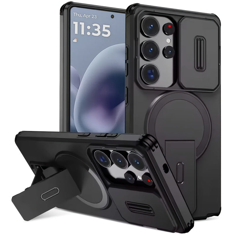 Coque Rigide PC Antichoc Samsung Galaxy - Support Integre, Compatible S23 S24 S25 Ultra Plus FE A16 A17 A56, 4 Coloris