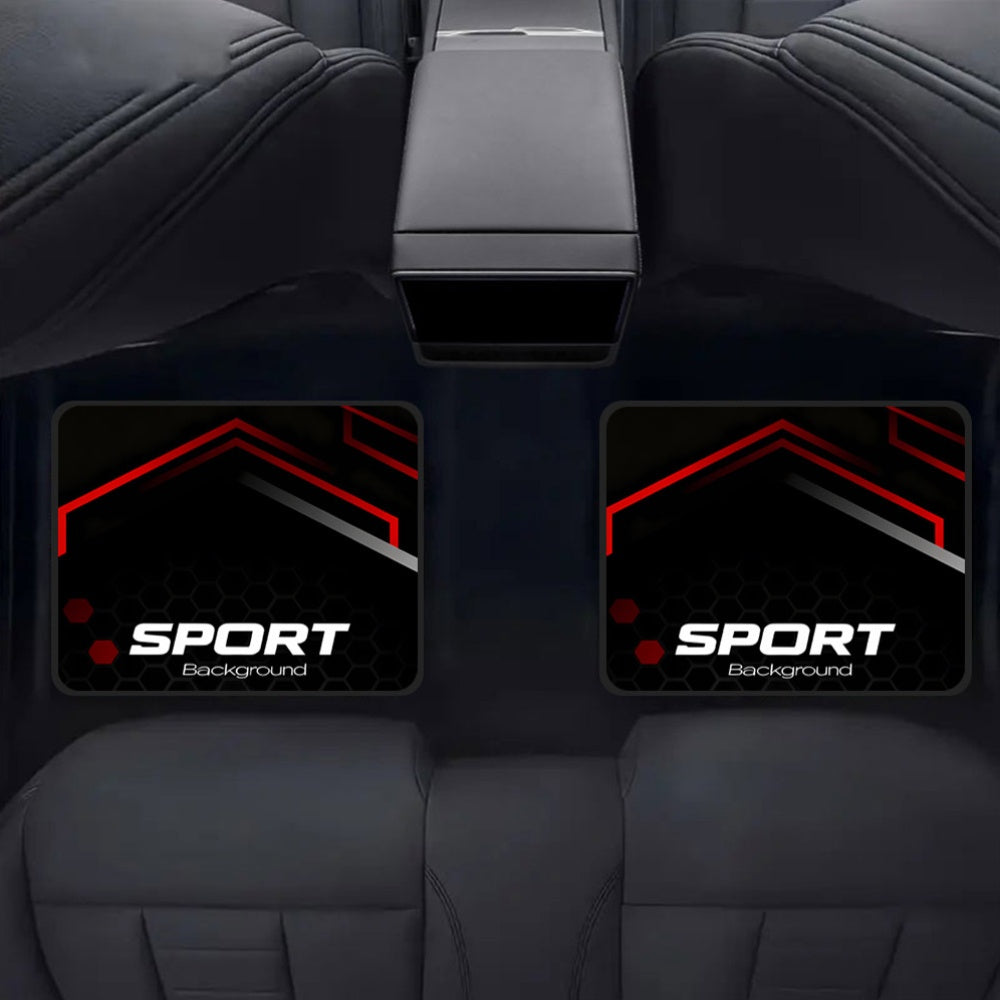 Lot de 4 Tapis de Sol Voiture Sport Imprimes - Polyester, Universel, Antiderapant