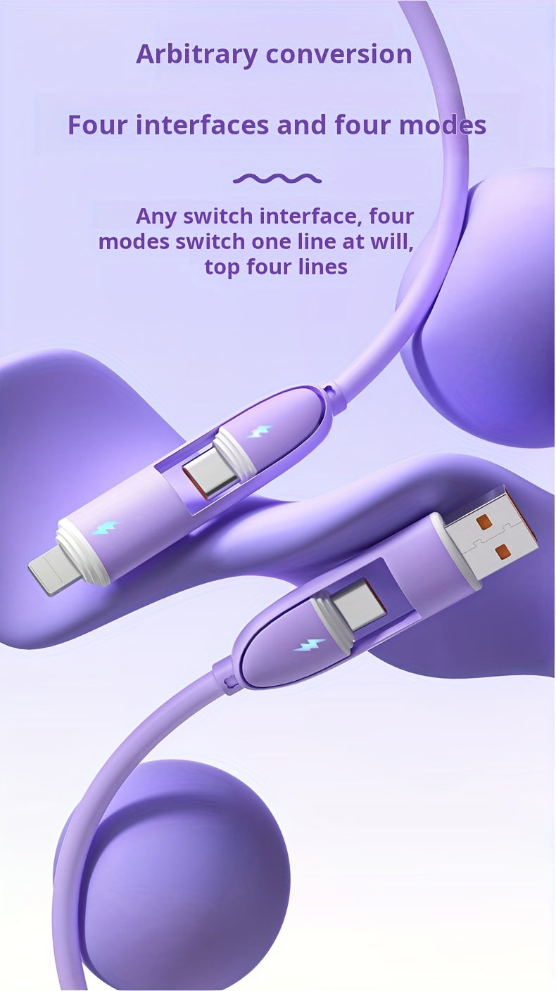 Câble de Charge Ultra-Rapide 4 en 1 – 66W, Type-C vers Lightning, Silicone | ZQJIL