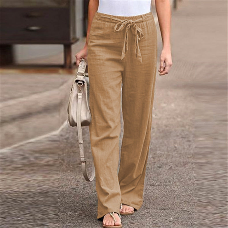 Pantalon ample décontracté en coton et lin - Topdecheztop.fr