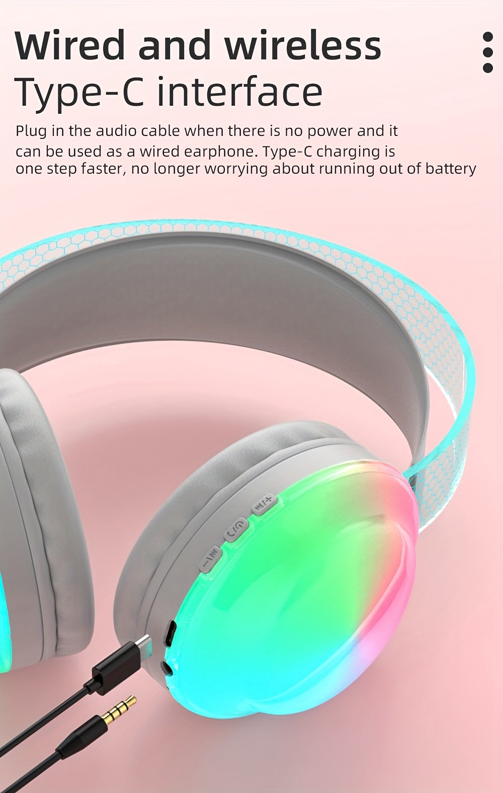 Casque Sans Fil Bluetooth 5.3 – Léger, Micro Intégré, Lumières LED & Batterie 360mAh | 5 Coloris