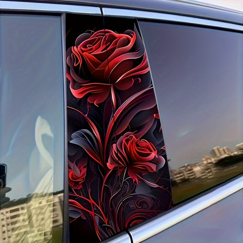 Lot de 2 Autocollants Voiture Rose Rouge - Stickers Vinyle Durable, Decoration Auto