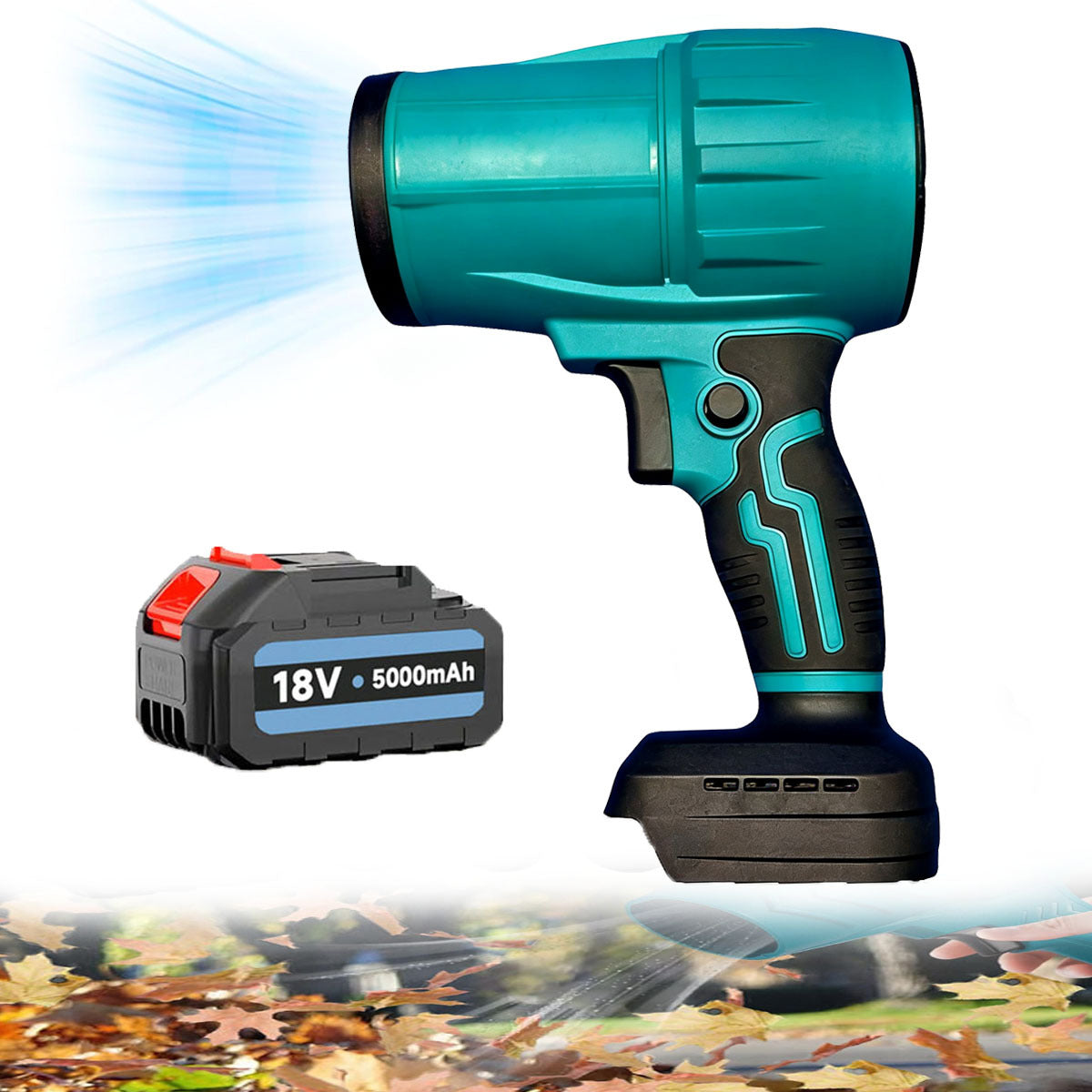 Souffleur de feuilles sans fil portable - Compatible batteries Makita, nettoyage terrasse et voiture