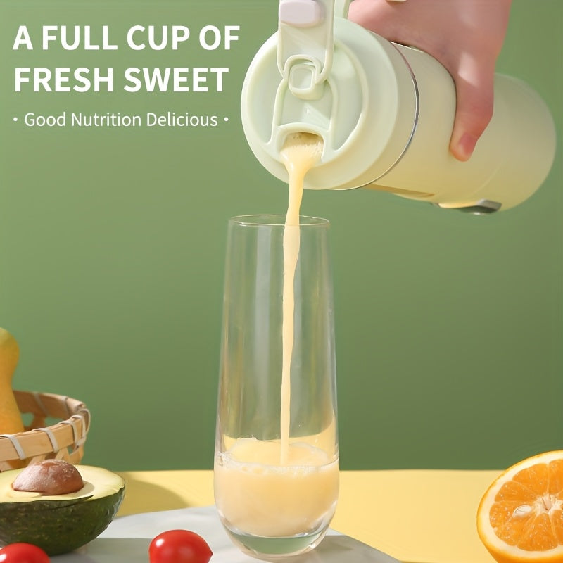 Blender portable rechargeable USB 530 ml LED - Broyeur glace 7.4V, smoothies jus, vert beige blanc